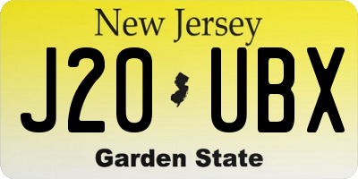NJ license plate J20UBX