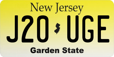 NJ license plate J20UGE