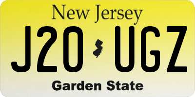 NJ license plate J20UGZ