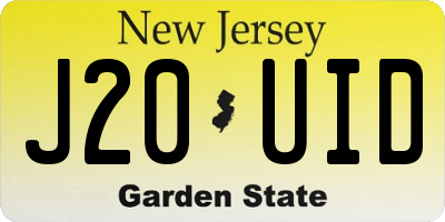 NJ license plate J20UID