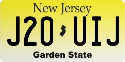 NJ license plate J20UIJ
