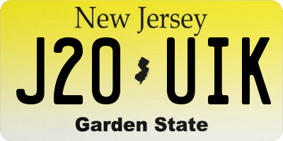 NJ license plate J20UIK