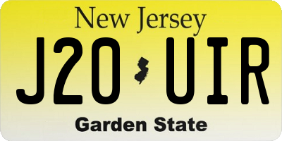 NJ license plate J20UIR