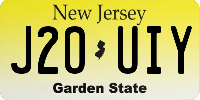 NJ license plate J20UIY