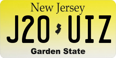 NJ license plate J20UIZ