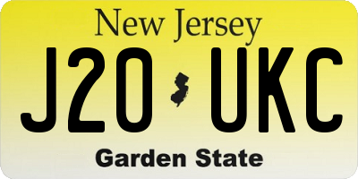 NJ license plate J20UKC