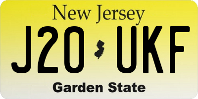 NJ license plate J20UKF