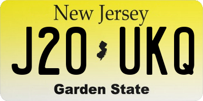 NJ license plate J20UKQ