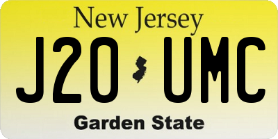 NJ license plate J20UMC