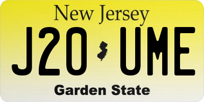 NJ license plate J20UME