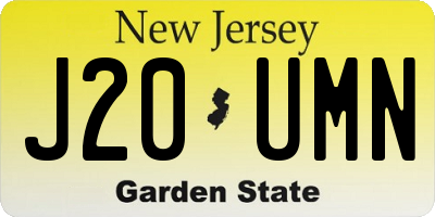 NJ license plate J20UMN