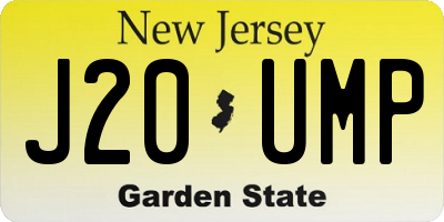 NJ license plate J20UMP