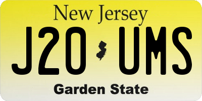 NJ license plate J20UMS