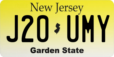 NJ license plate J20UMY