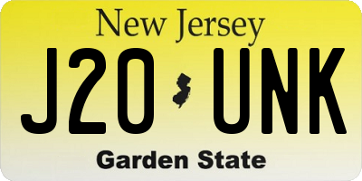 NJ license plate J20UNK
