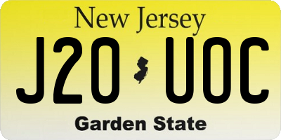 NJ license plate J20UOC