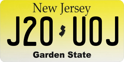 NJ license plate J20UOJ