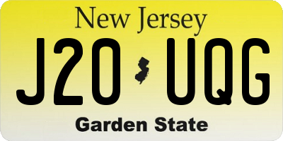 NJ license plate J20UQG