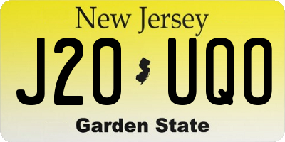 NJ license plate J20UQO