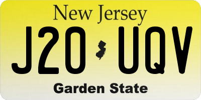 NJ license plate J20UQV