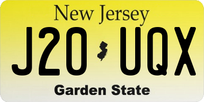 NJ license plate J20UQX