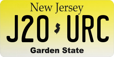 NJ license plate J20URC