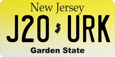 NJ license plate J20URK