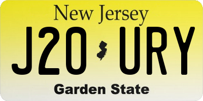 NJ license plate J20URY