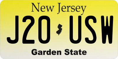 NJ license plate J20USW