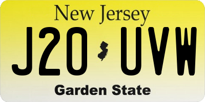 NJ license plate J20UVW
