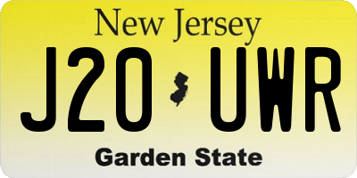 NJ license plate J20UWR