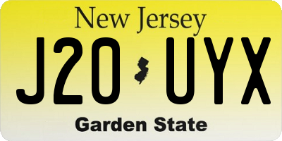 NJ license plate J20UYX