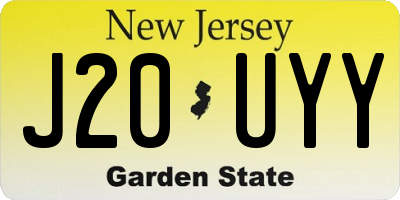 NJ license plate J20UYY
