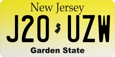 NJ license plate J20UZW