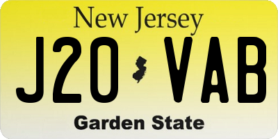 NJ license plate J20VAB