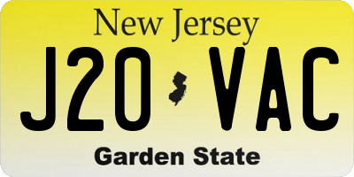 NJ license plate J20VAC