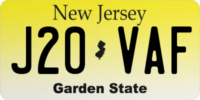NJ license plate J20VAF