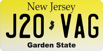 NJ license plate J20VAG