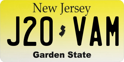 NJ license plate J20VAM