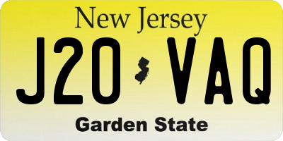 NJ license plate J20VAQ