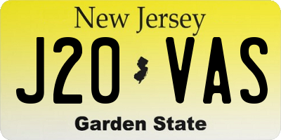 NJ license plate J20VAS
