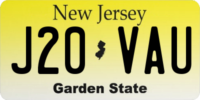 NJ license plate J20VAU