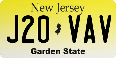 NJ license plate J20VAV