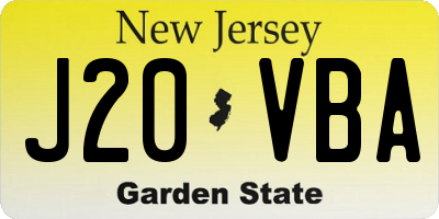 NJ license plate J20VBA