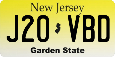 NJ license plate J20VBD