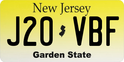 NJ license plate J20VBF