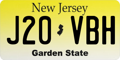 NJ license plate J20VBH