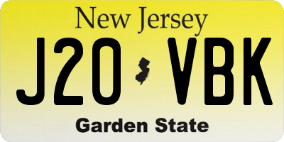 NJ license plate J20VBK