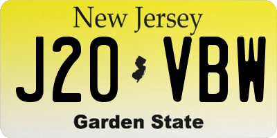 NJ license plate J20VBW
