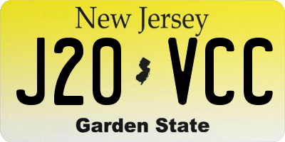 NJ license plate J20VCC